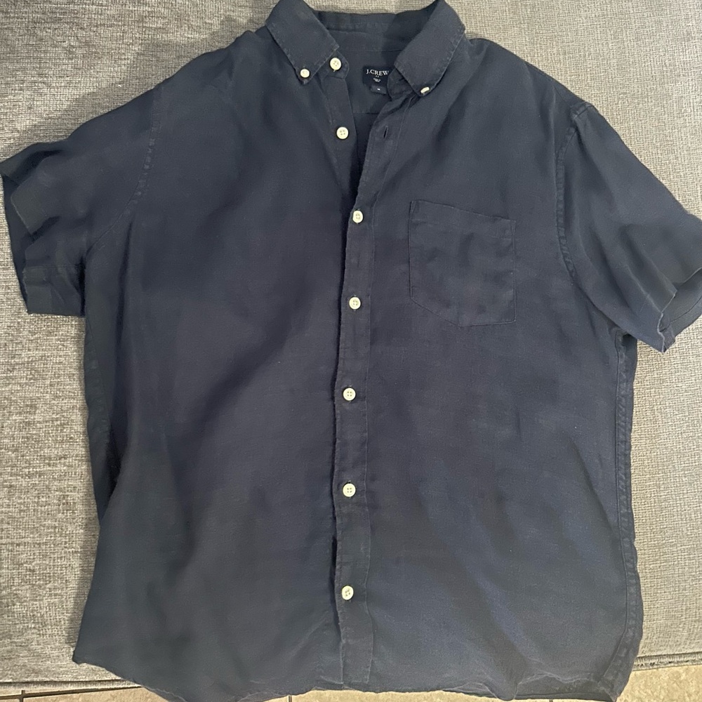 J. Crew Men's Navy Shirt Irish Linen
